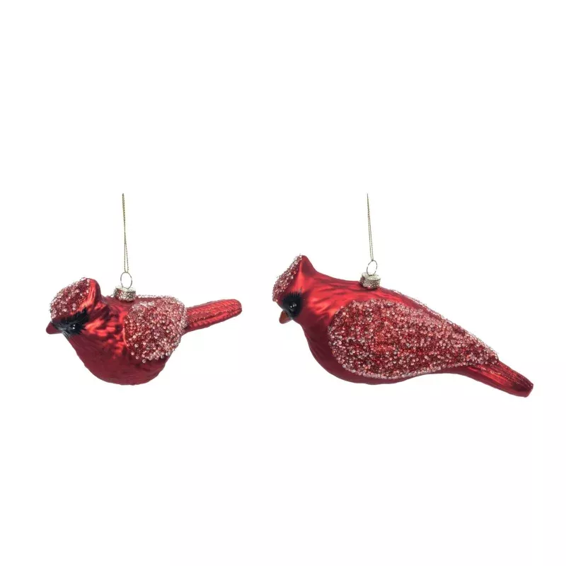 Glass Glitter Cardinal Ornament – Sold Individually