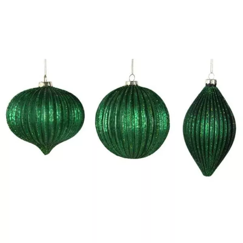 Glass Ornament Antique Dark Emerald-sold individually