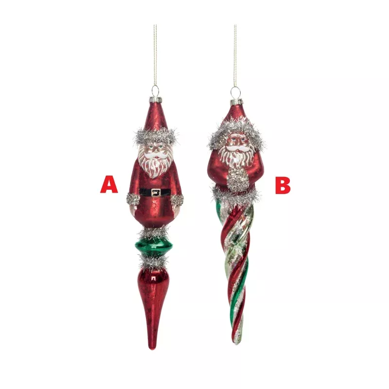 Glass Shimmer Santa Drop Ornament