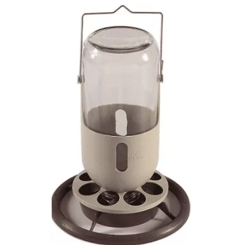 Glass Waterer/Feeder For Birds – Beige/Brown 1L