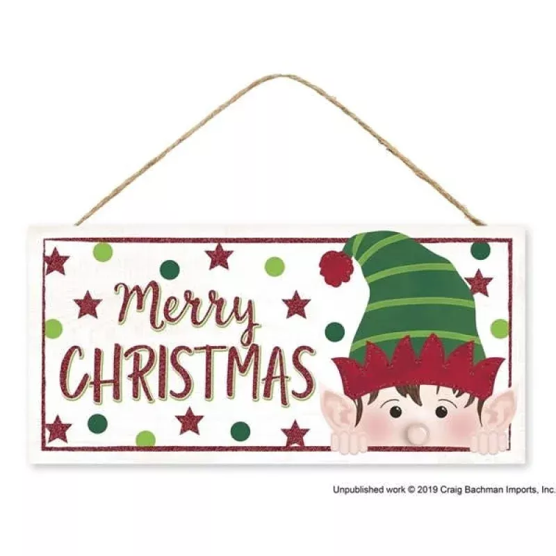 Glitter Peeking Elf/Christmas Sign