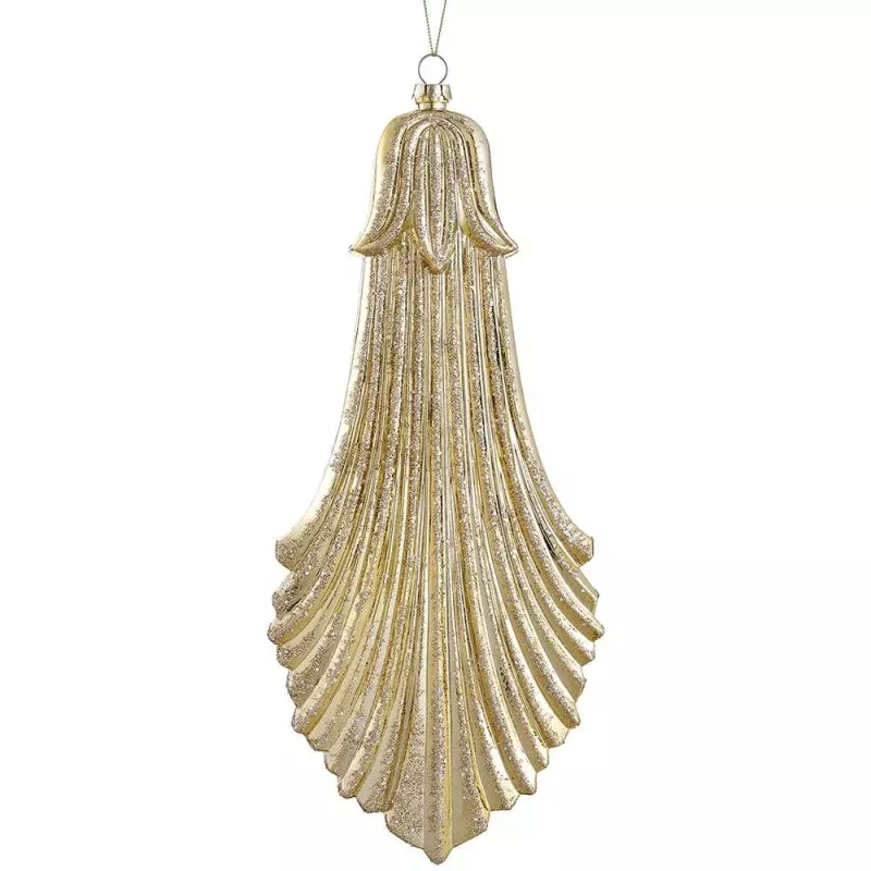 Glittered Plastic Lily Ornament Gold