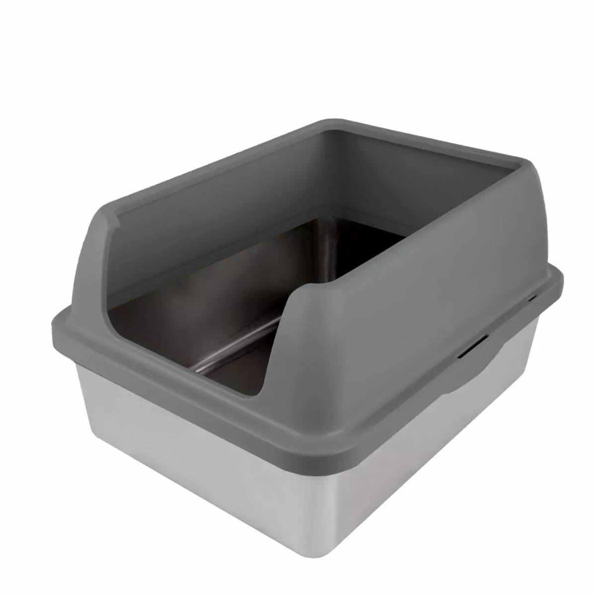 Go Fresh Enclosed Stainless Steel Cat Litter Box Grey