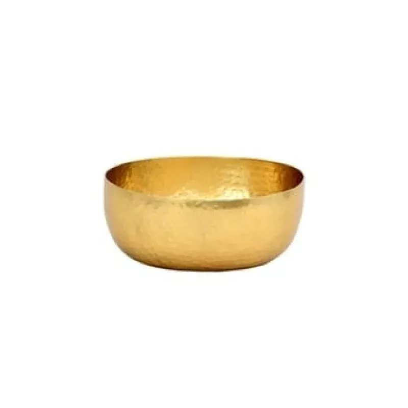 Gold Aluminum Hammered Oval Bowl