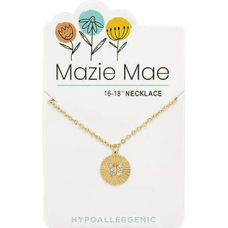 Gold Butterfly Disc Mazie Mae Necklace
