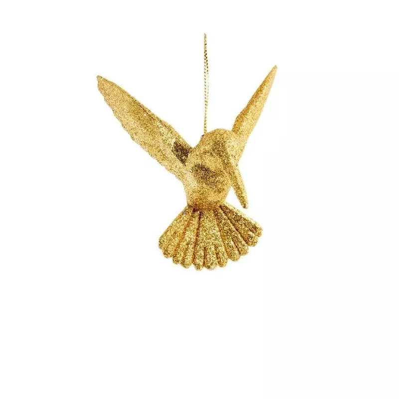 Gold Glittered Hummingbird Ornament