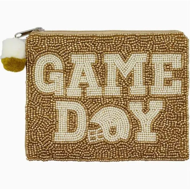 Gold Helmet Game Day Beaded Pouch