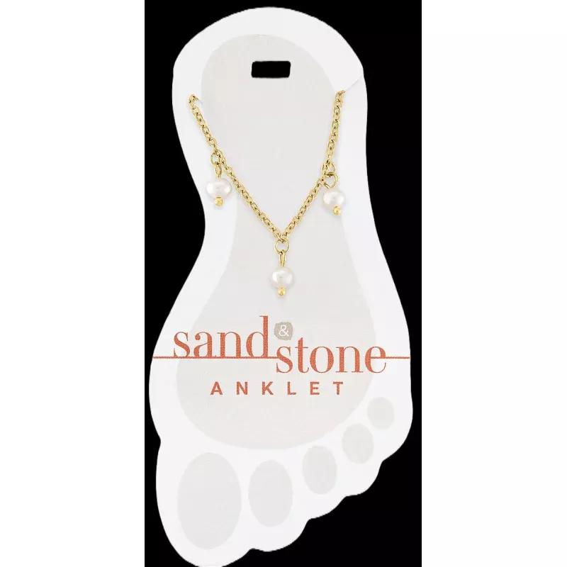 Gold Multi-Pearl Dangle Sand & Stone Anklet