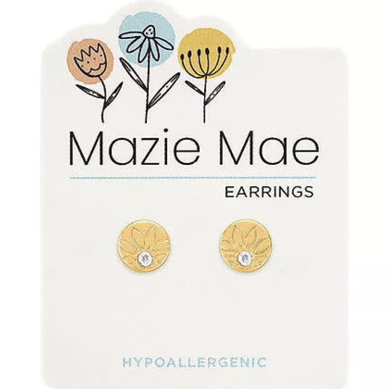 Gold Outlined Sunflower Stud Mazie Mae Earring