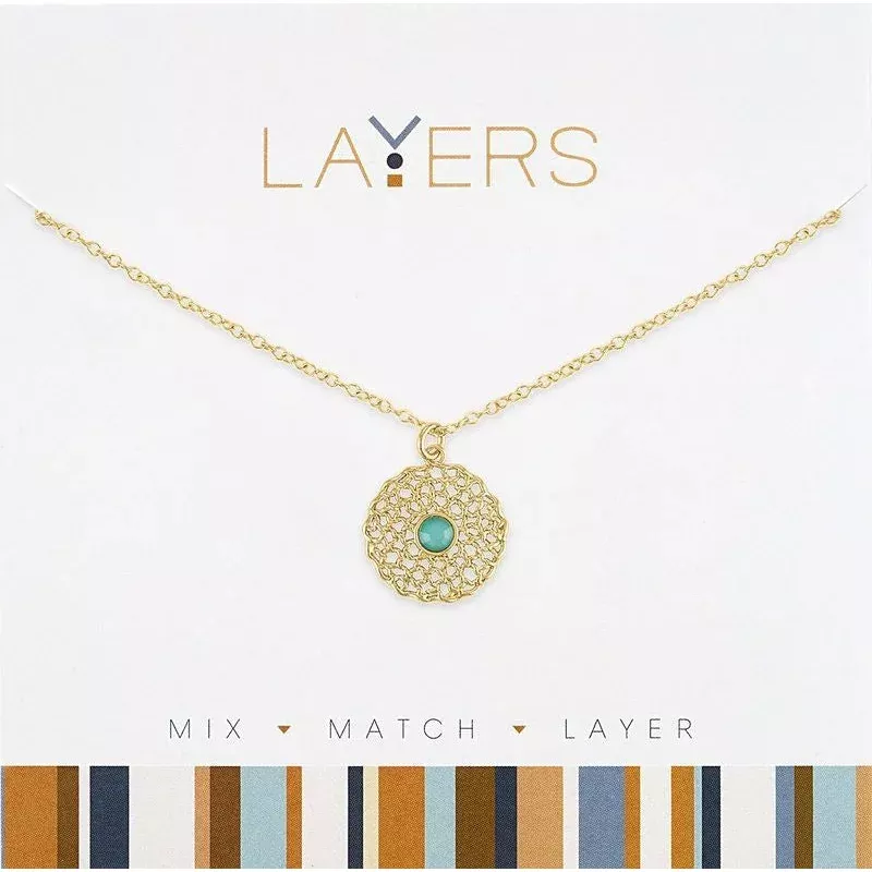 Gold Pacific Opal & Delicate Mesh Layers Necklace