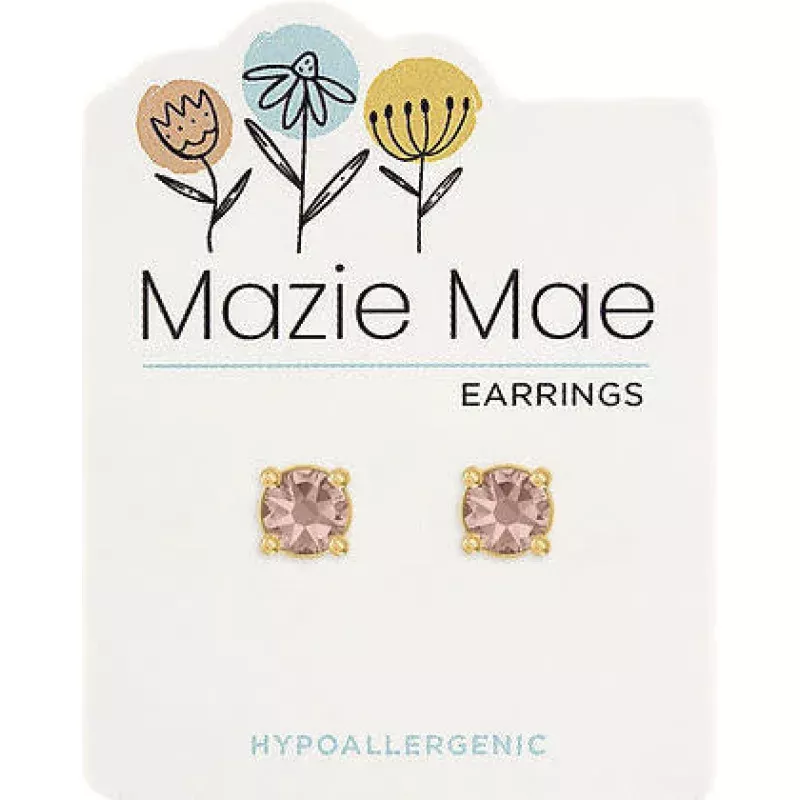 Gold Vintage Rose Solitaire Stud Mazie Mae Earring