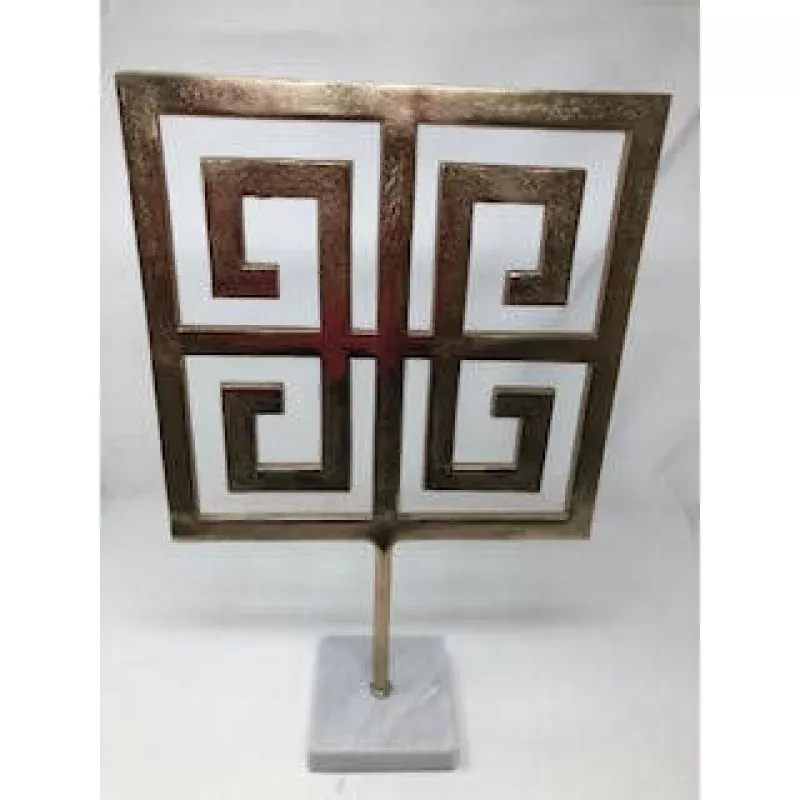 Golden Square Accent Decor on Marble Base