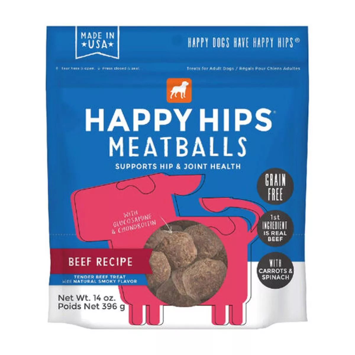Happy HipsGrainFreeMeatballsBeef 14oz 29261