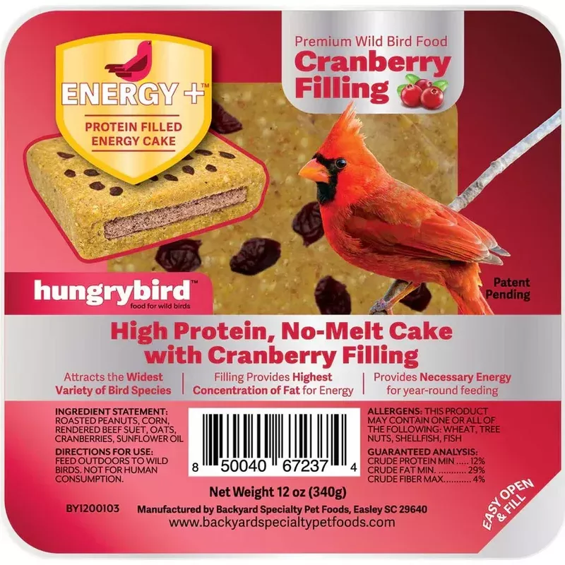 Hungrybird Energy+ Cranberry Filled Suet Cake 12 oz.