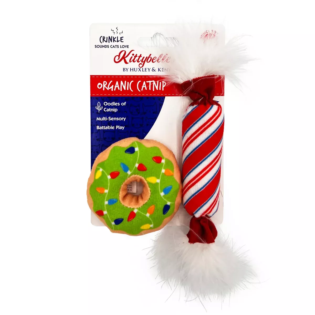 Huxley & Kent Lit donut & Peppermint Candy Cat Toy – 2 Pack