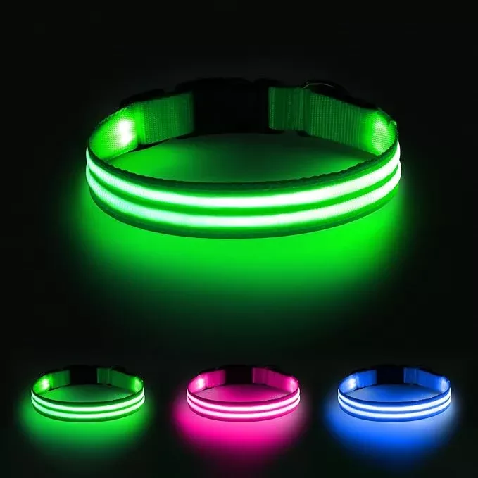 Illumifun LED Dog Collar, USB Rechargeable Light Up Collars, Adjustable Lighted Glow Dark Collar Light for Your Small Dogs Night Walking (Green, Small)