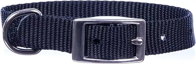 Jeffers Pet Solid Nylon Dog Collars, Black, 5/8″ W x 18″ L – Adjustable, Durable & Safe for Dogs, Lightweight & Double Ply Design, Stylish Pet Accessories – Perfect for Training, Walking & Tracker