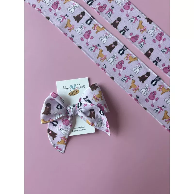 Lavender Puppy Small bow on Clip