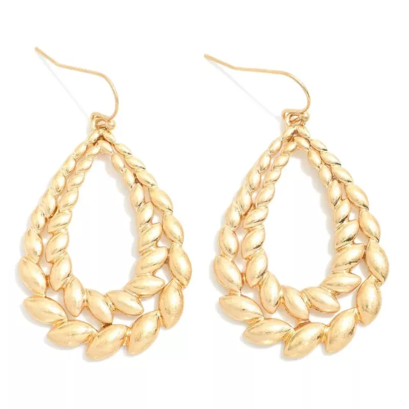 Layered Metal Seeds Teardrop Drop Earrings