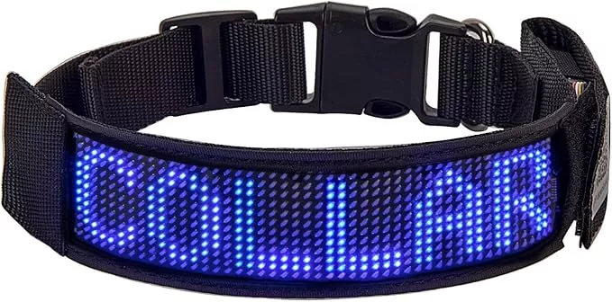 Leadleds Programmable Dog Collar Flashing Light Up Rechargeable Pet Dog Safety Collar Glow in The Dark Light-up Neck Loop – Blue LED