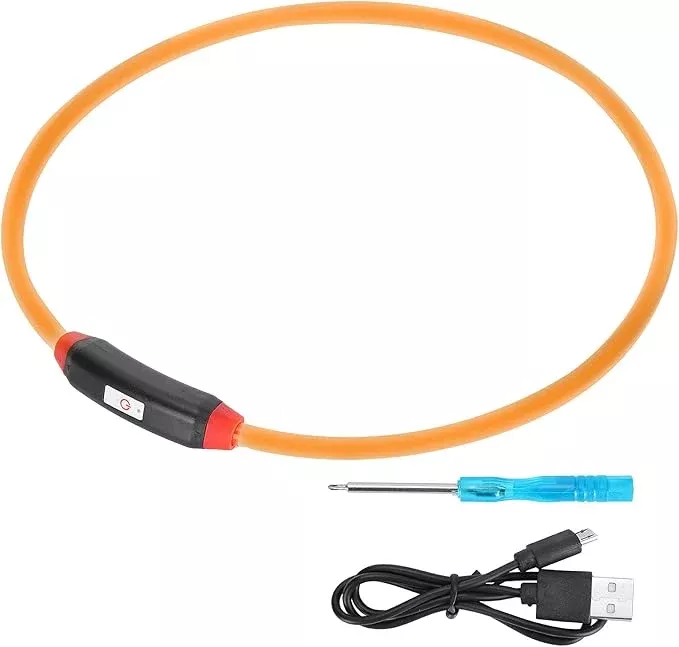 LED Dog Collar, USB Rechargeable Light Up Dog Collars, Adjustable Cuttable Night Walking Dog Lights, Reusable Safety Glowing Dog Collar Pet Necklace for Small Medium Large Dogs