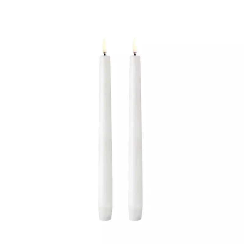 LED Taper Candle, Nordic White, Smooth – Sold as Set 9.8