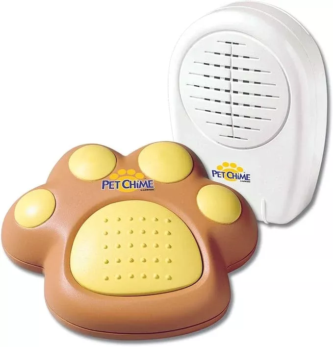 Lentek Pet Chime Cordless Doorbell Training System 2 Piece Set, Includes Pet Chime Receiver and Pet Paw Transmitter, Battery-Operated Doorbell Trainer for Cat, Dog, Kitten, Puppy, Housebreaking