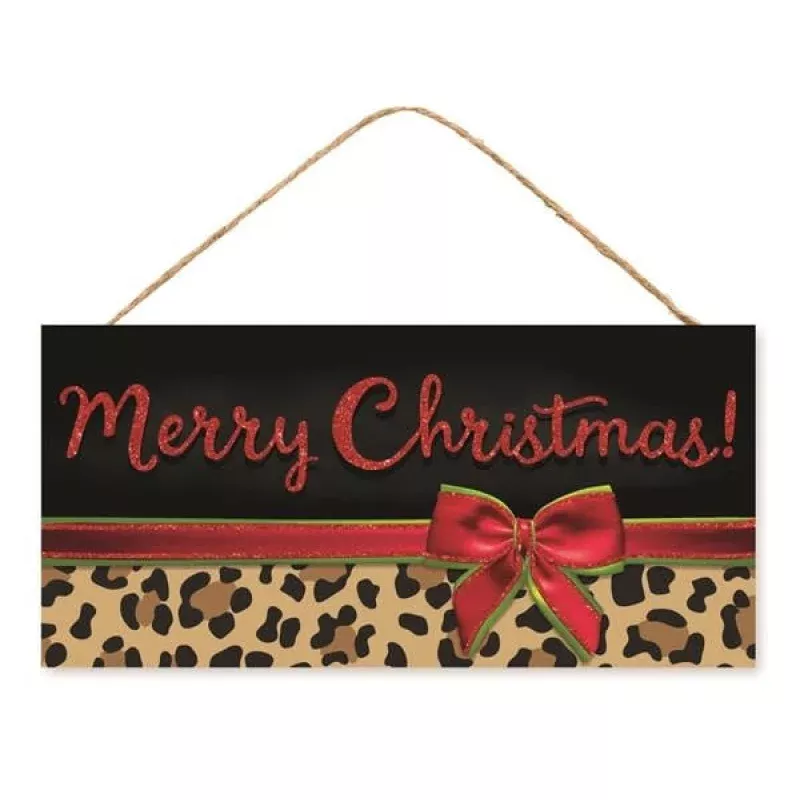 Leopard Print Merry Christmas Sign