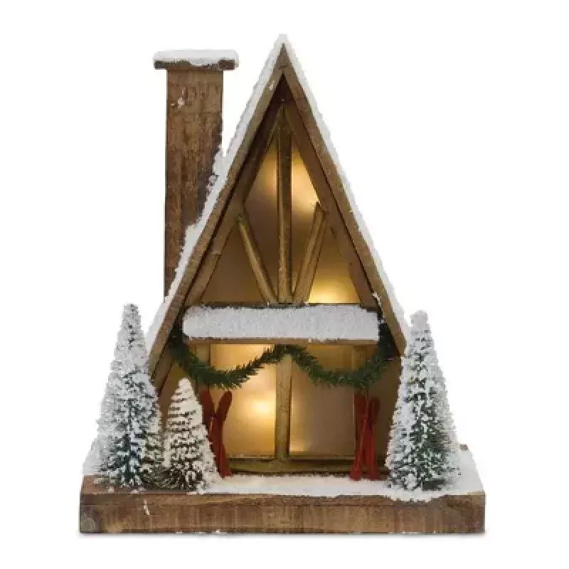 Lighted Ski Lodge Wood