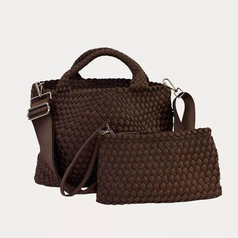 Lily Woven Neoprene Tote With Pouch