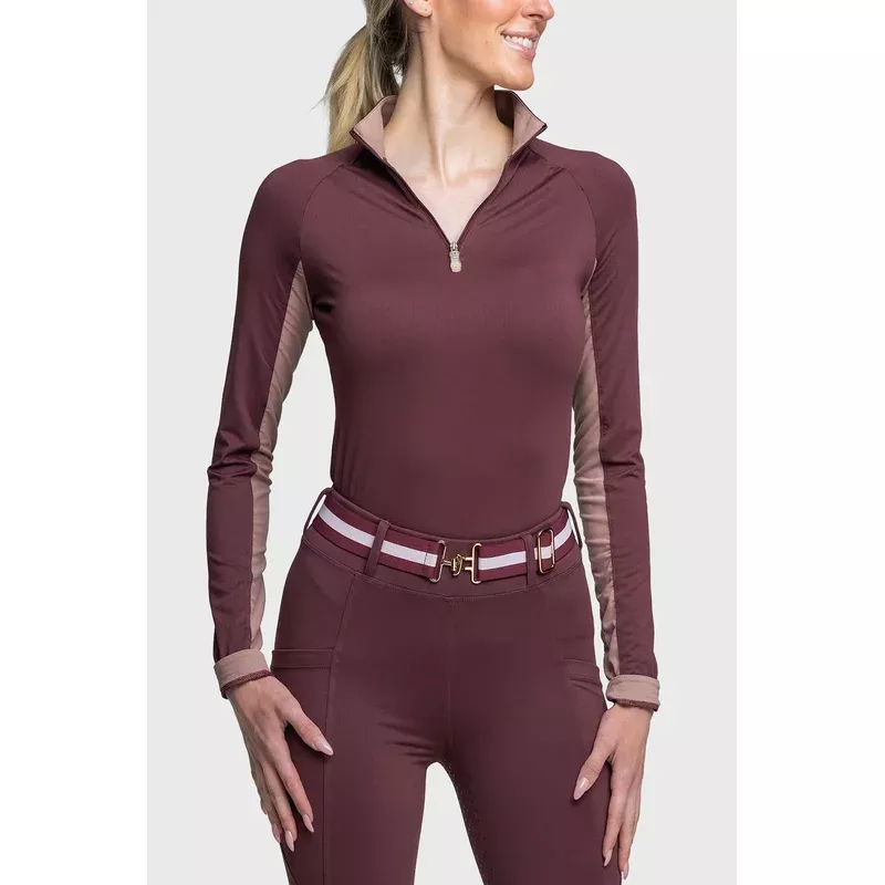 Long Sleeve Cabernet Tonal Crown 1/4 Zip Shirt