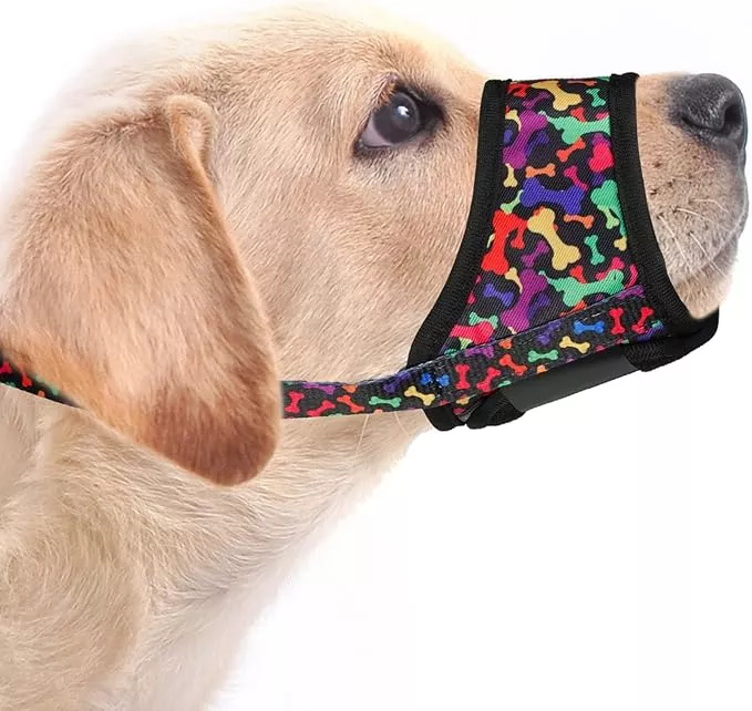LUCKYPAW Dog Muzzle Anti Biting Barking and Chewing with Comfortable Mesh Soft Fabric and Adjustable Strap, Suitable for Small, Medium and Large Dogs(Pink Cake,M)