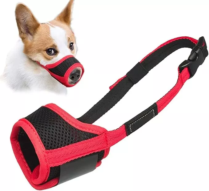 LUCKYPAW Dog Muzzle Anti Biting and Chewing with Comfortable Mesh Soft Fabric and Adjustable Strap, Suitable for Small, Medium and Large Dogs(Pink Unicone,L)