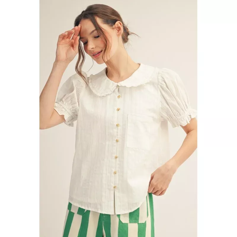 Madeline Peter Pan Collared Button Down Lovely Top