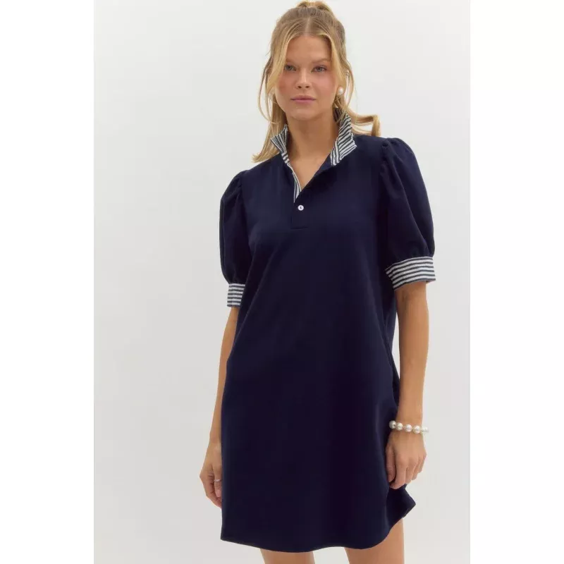 Mandy Solid Short Sleeve Pullover Polo Dress