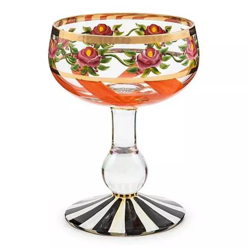 Maypole Coupe Glass|Apricot&Leaf&Black
