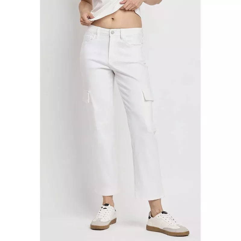 Megan High Rise Crop Cargo Straight Jeans