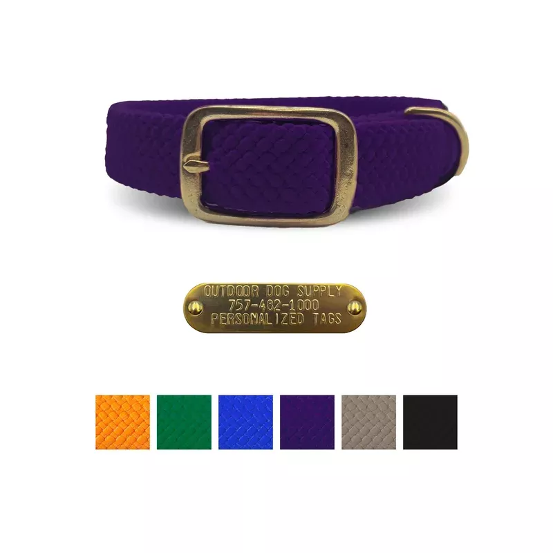 -Mendota Pet Double Braided Name Tag Collar With Brass Hardware- No Tag