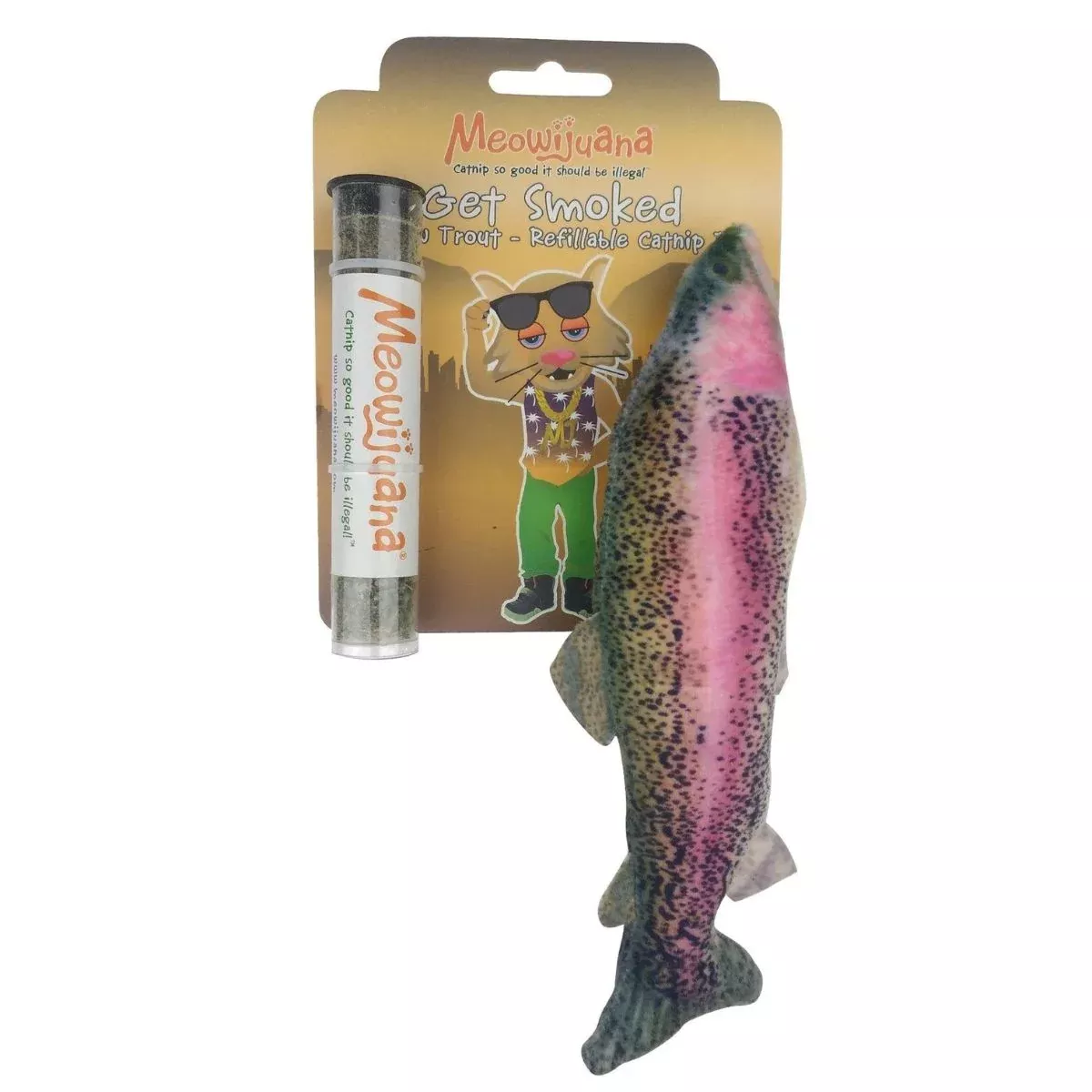 Meowijuana Get Smoked Refillable Rainbow Trout Cat Toy