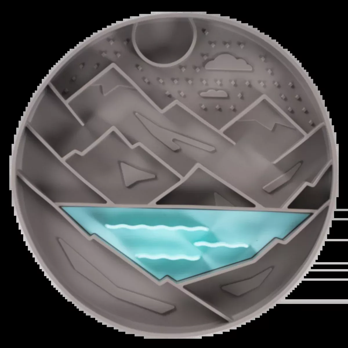 Messy Mutts Interactive Lick Bowl - 8" - Grey Mountain Scene