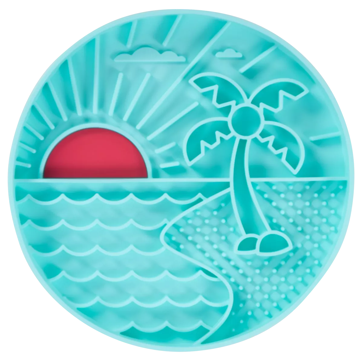 Messy Mutts Interactive Lick Bowl – 8″ – Teal Beach Scene