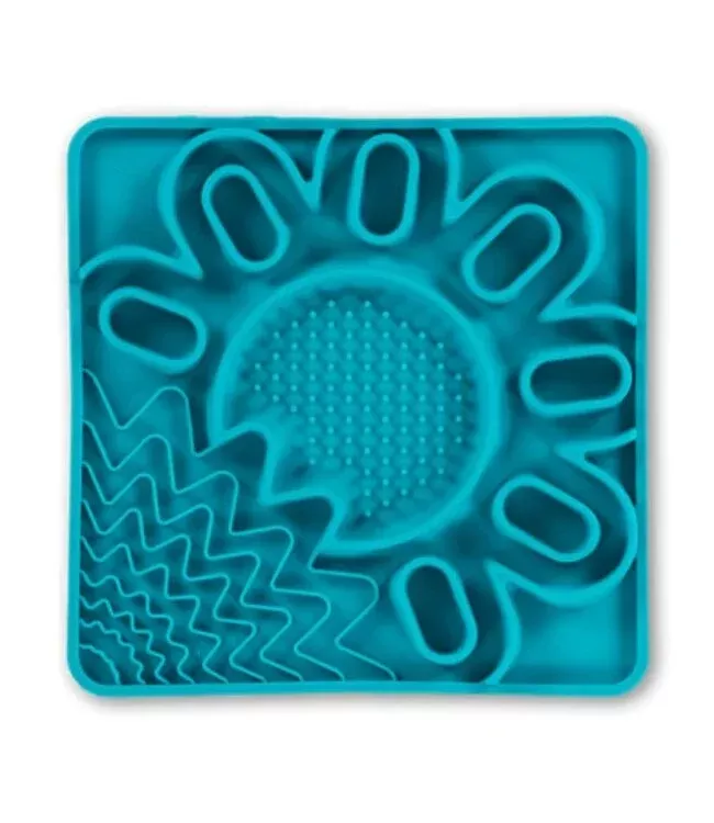 Messy Mutts Silicon Interactive Multi Surface Dog Lick Mat - Blue - 10" x 10"
