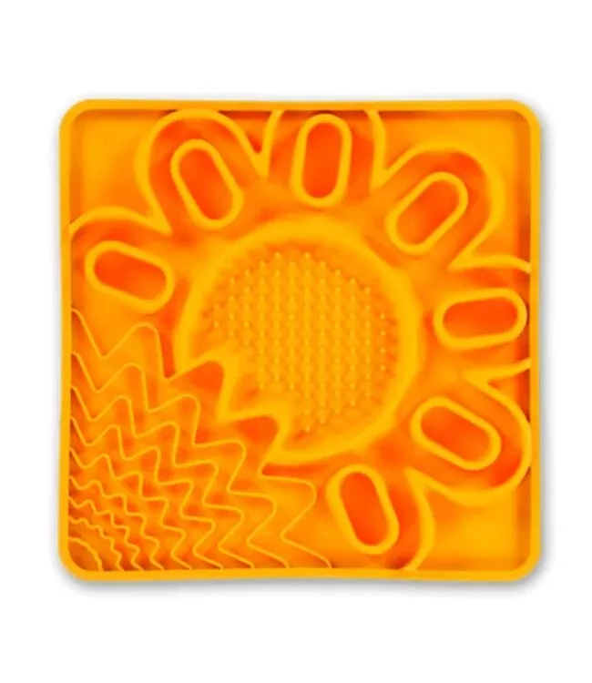 Messy Mutts Silicon Interactive Multi Surface Dog Lick Mat – Orange – 10″ x 10″
