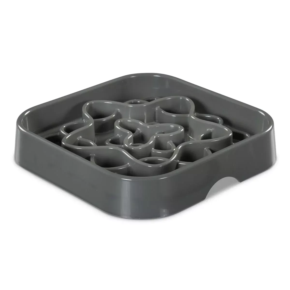 Messy Mutts Slow Feeder Square Dog Bowl – Grey – 8 Cup Capacity