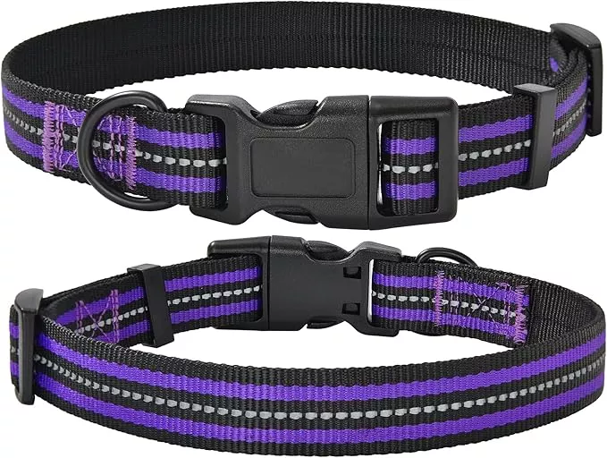 Mile High Life Reflective Dog Collar | Nylon Pet Collars wiith Buckle | Light Weight Puppy Collars | Red Dog Collars for Medium Dogs (Red, M)