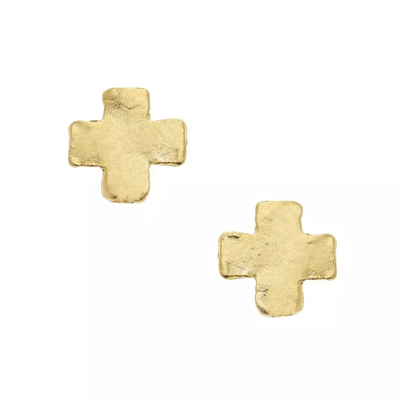 Mini Gold Square Cross Studs