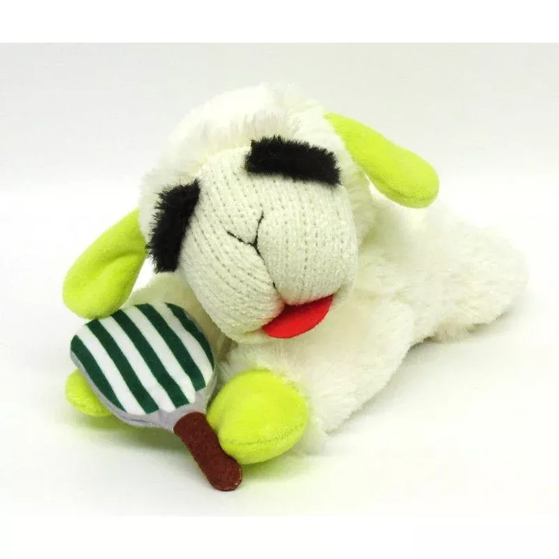 Multipet Lamb Chop Pickleball Plush Dog Toy 10.5″