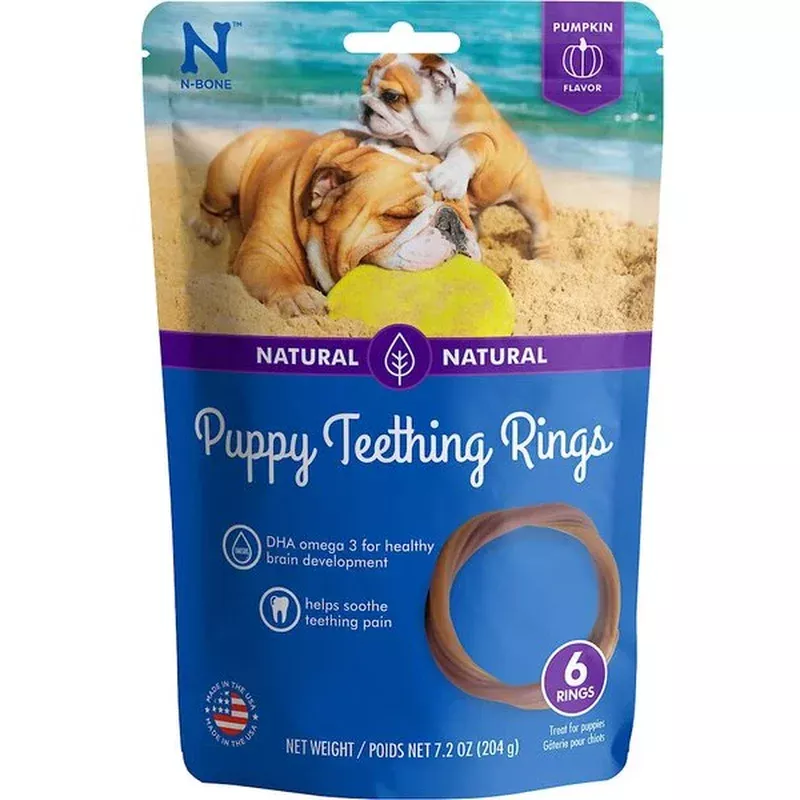 N-BonePuppy Teething Rings Pumpkin, 6-Pack