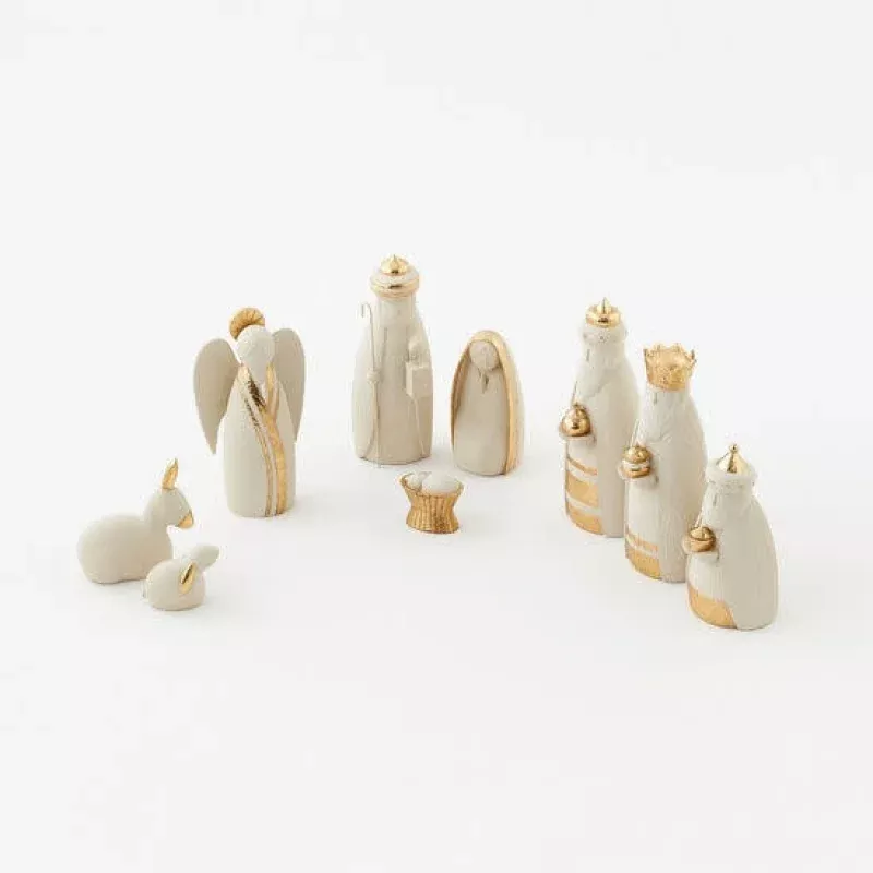 Nativity White/Gold Set of 9