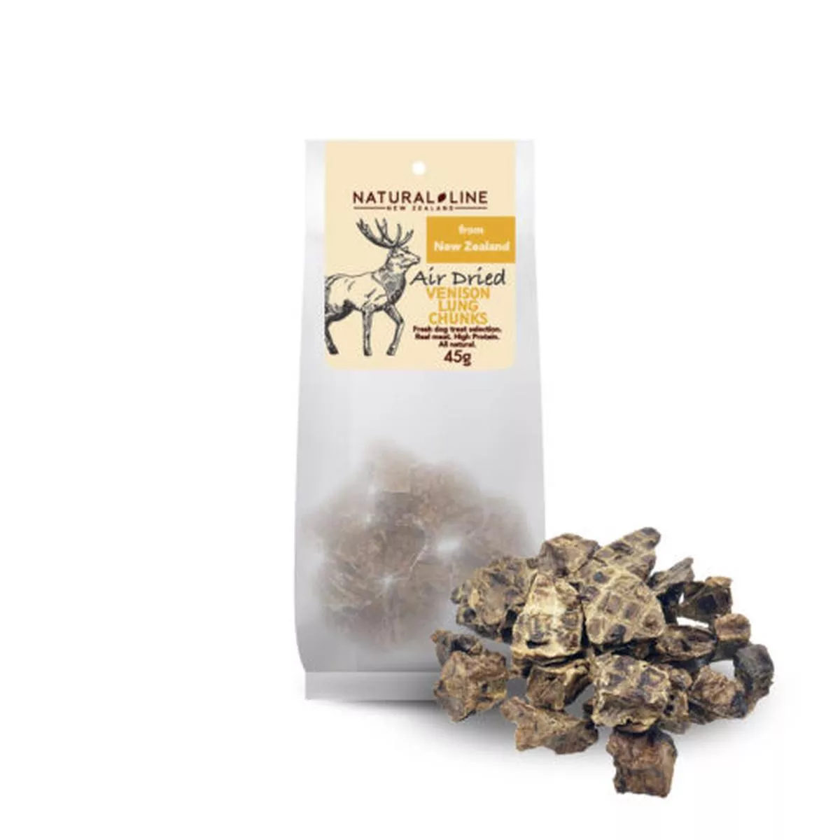 Natural Line Air-Dried Venison Lung Chunks Dog Tre